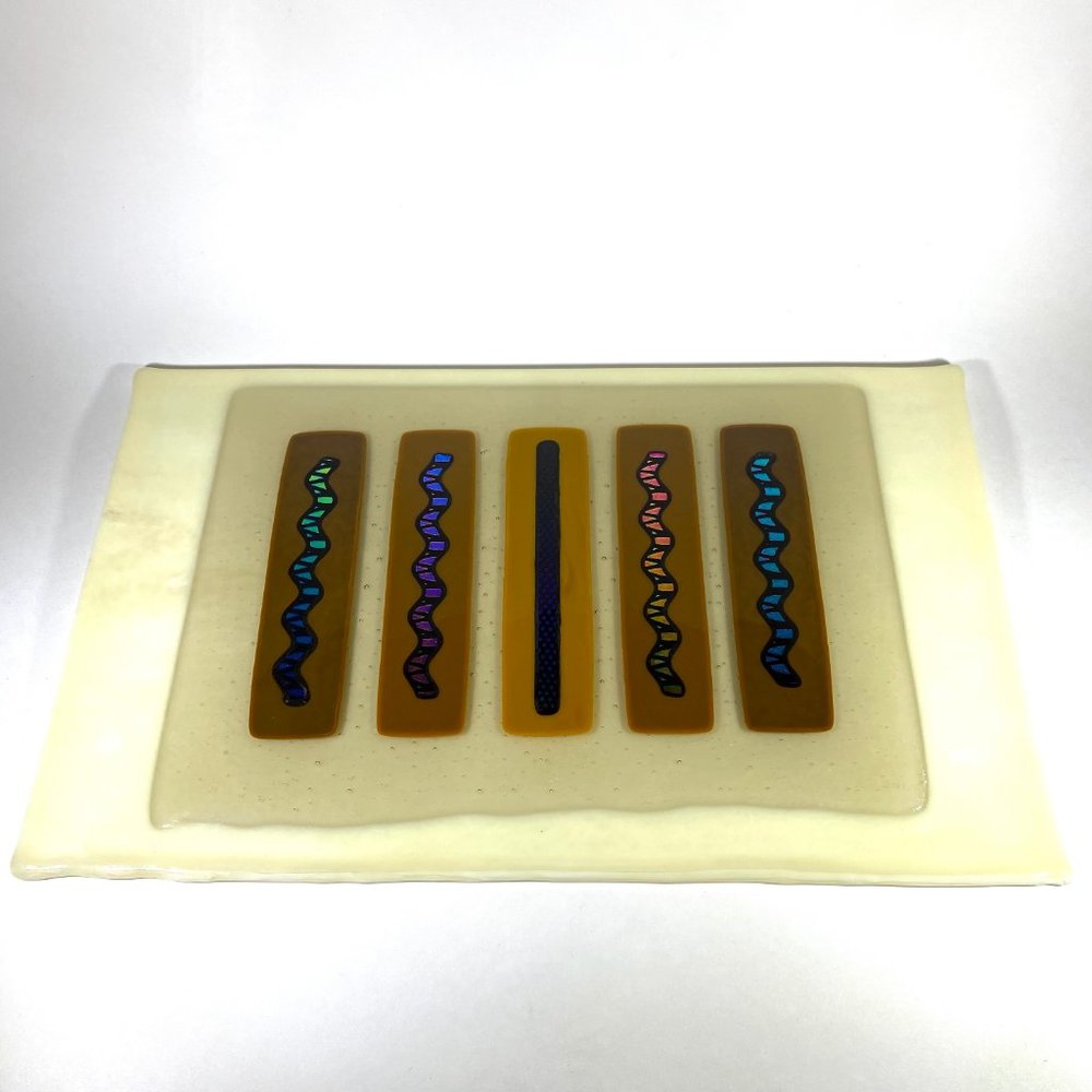 1970's Cream Fused Dichroic Art Glass Wall Art - Picture 6 of 7